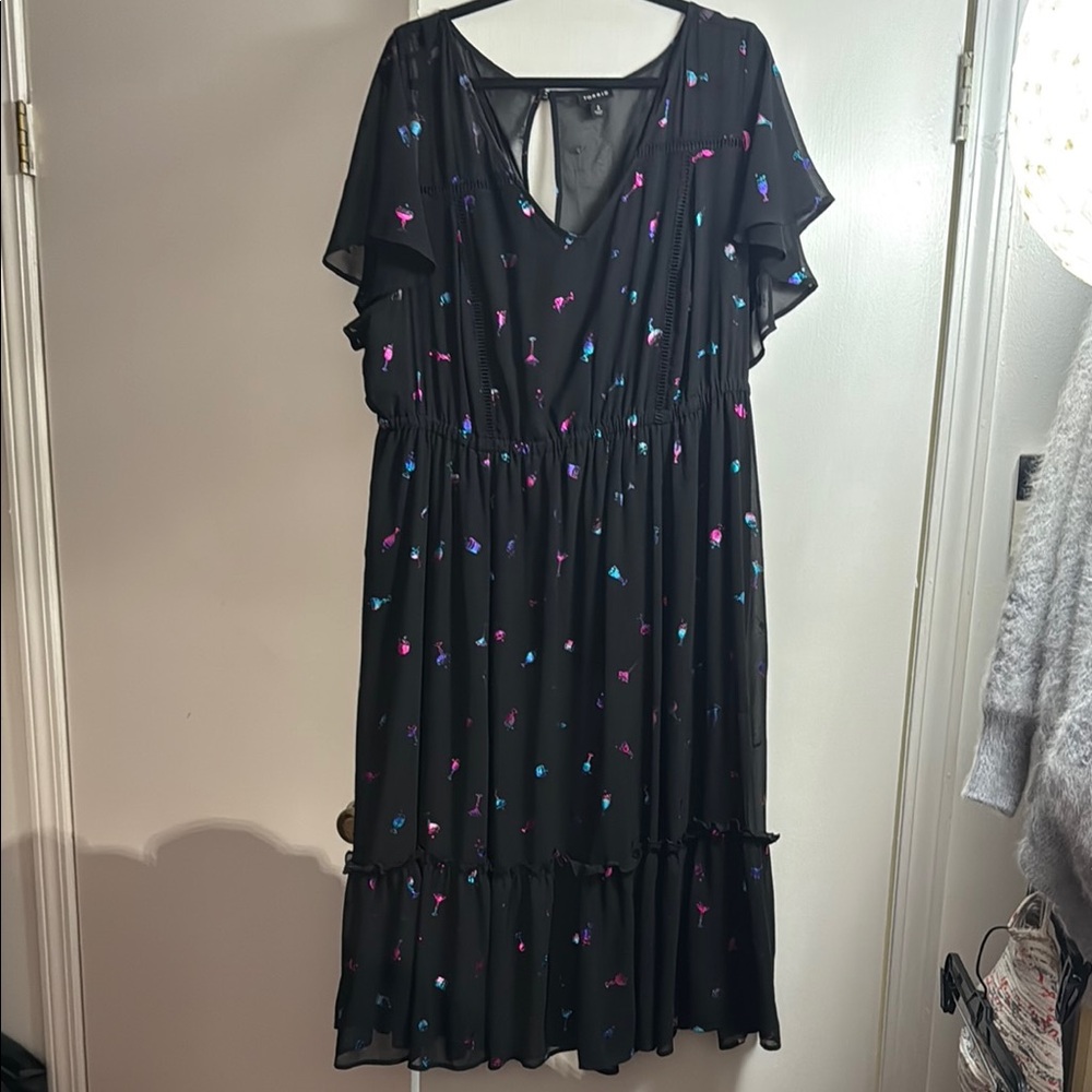 torrid Black Dress with Pink & Blue Confetti Print